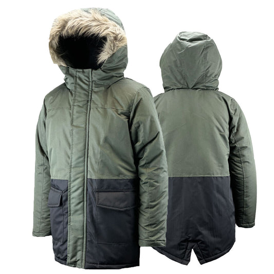 Kids Boys Padded Fleece Lined Parka Coat