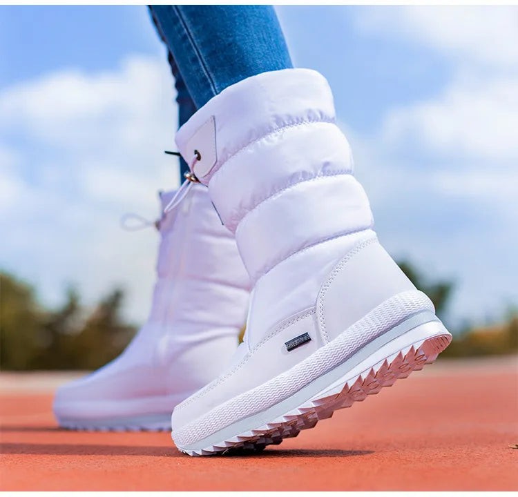 Winter women's Warm Plush Mid-calf Waterproof Snow Boot