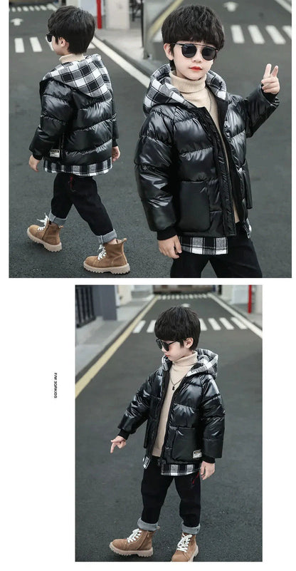 Children's Padded Jacket New Boys Down Padded Jacket Kids Winter Hooded Jacket