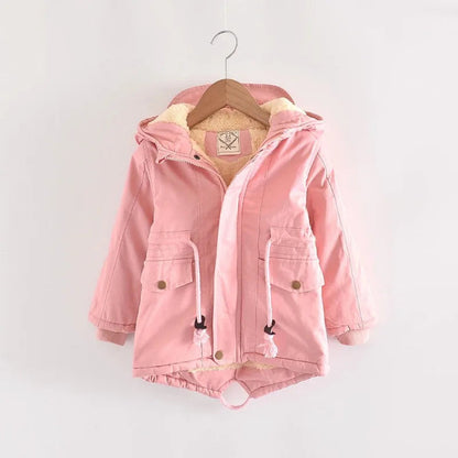 Winter Kids Clothes Plus Velvet Thicken Warm Jacket for Girls Casual Zipper