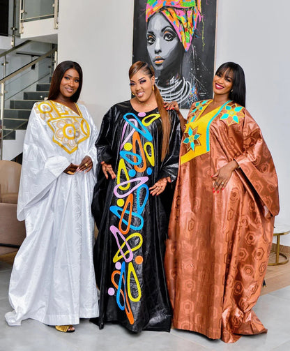 African Attire For Women Bazin Riche Embroidery Plus Size Elegant Party Church