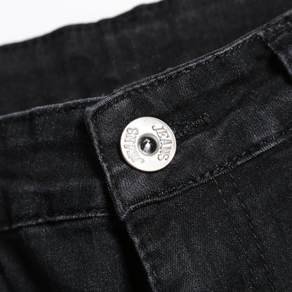 2025 New Fashion Street Style Ripped Skinny Jeans Men Vintage wash Solid Denim