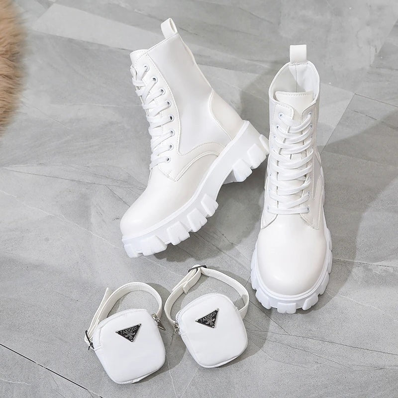 Women Motorcycle Leather Classic Punk Boots
