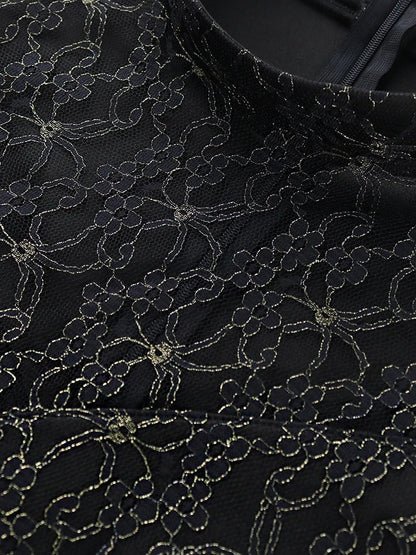 Black Long Prom Dresses High Neck Lace Patchwork Bodycon Women Evening Cocktail