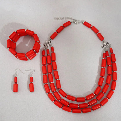 Fashion Jewelry sets Colorful Acrylic Wave Shaped Multilayer Necklace Earrings