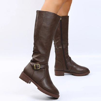Women Knee High Platform Long Boots Pu Leather