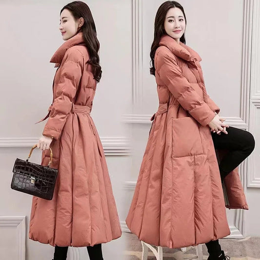 Women's Single Breasted Long Down Winter Jackets