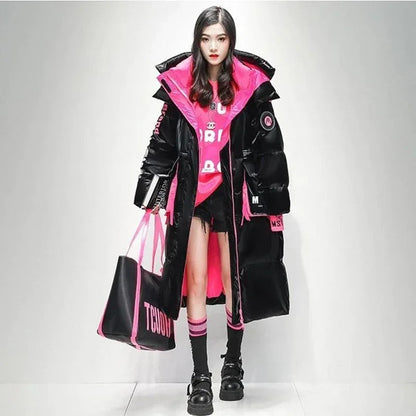 Women's Glossy Waterproof Thick Loose Outerwear Warm Parka Snow Down Jacket