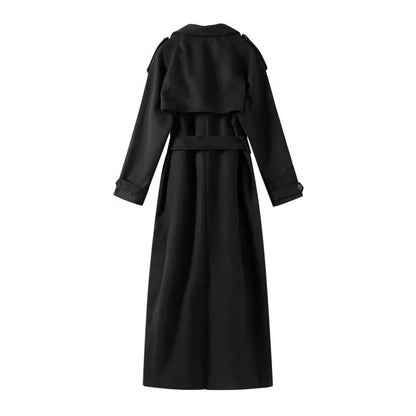 Women's Winter Double Breasted Long Sleeve Lapel Blends Jacket