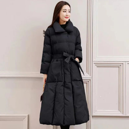 Women's Single Breasted Long Down Winter Jackets
