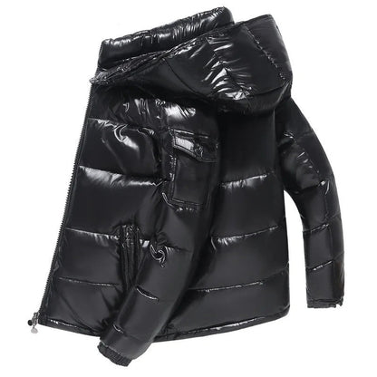 High Quality Outdoor Windproof Hooded Shiny Down Mens Jackets