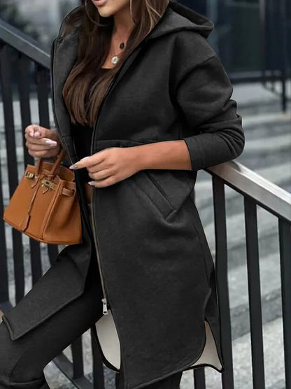 Women's Hooded Zipper Long Coats Tracksuit