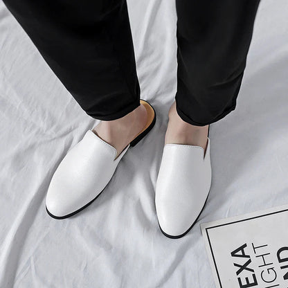 Men Half Breathable Leather Mules