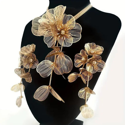 Best Lady 3pcs Handmade Flower Inlaid Rhinestone Vintage Jewelry Set - Perfect