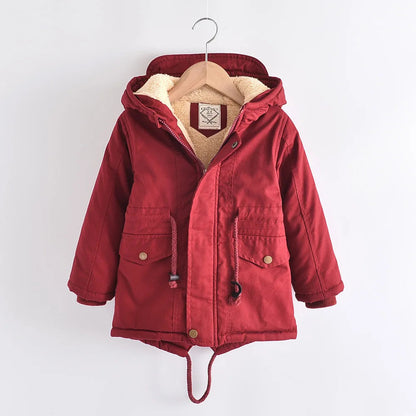 Winter Kids Clothes Plus Velvet Thicken Warm Jacket for Girls Casual Zipper