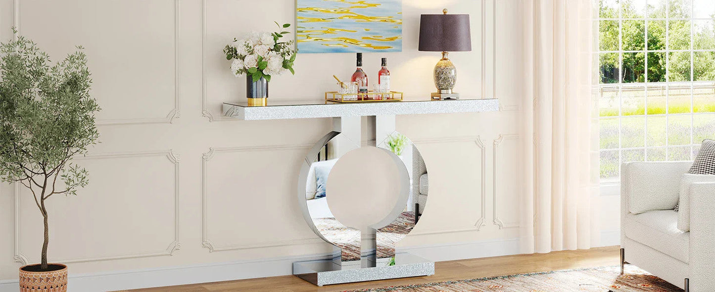 43.3-Inch (110cm)Mirrored Console Table, Modern Entryway Table with Thickened