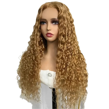 Honey Blonde Water Wave 4x4 Lace Front Wig 100% Human Hair Wigs for Women 13x4