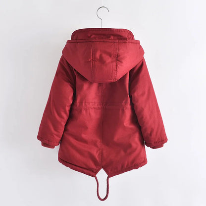 Winter Kids Clothes Plus Velvet Thicken Warm Jacket for Girls Casual Zipper