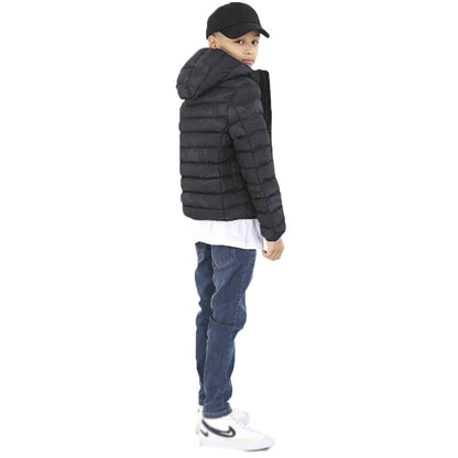 Kids Boys Grant Black Camo Hooded Puffer School Jacket