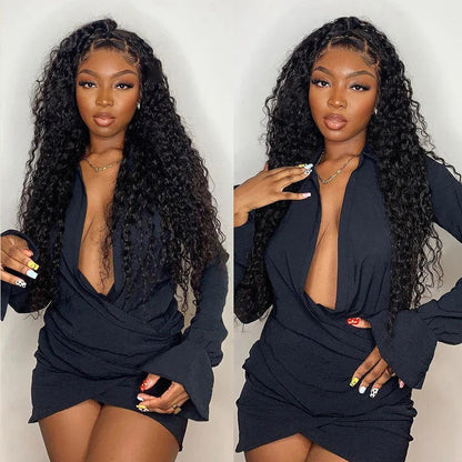 Water Wave Glueless Wig Human Hair Ready To Wear Pre Cut 4x4 Lace Closure Wig