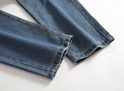 Streetwear Mens Slim Fit Ripped Straight Jeans Daily Male jeans pants Autumn