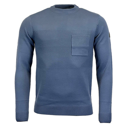Mens Crew Neck Knitted Jumper with Pocket