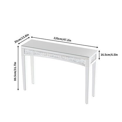47.2" Mirrored Desk Silver Console Table for Living Room, Entryway And Foyers
