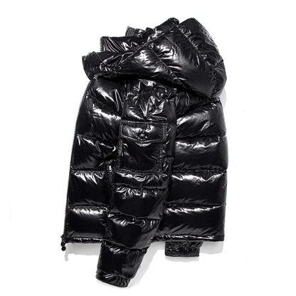 High Quality Outdoor Windproof Hooded Shiny Down Mens Jackets