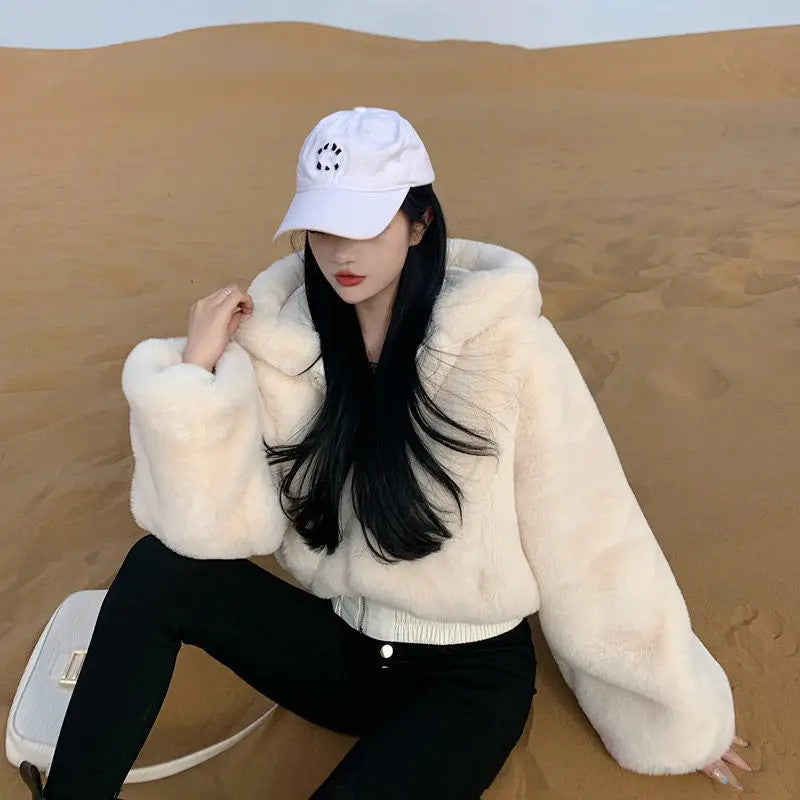 Women's Winter Fabulous Fluffy Hooded Fur Jacket