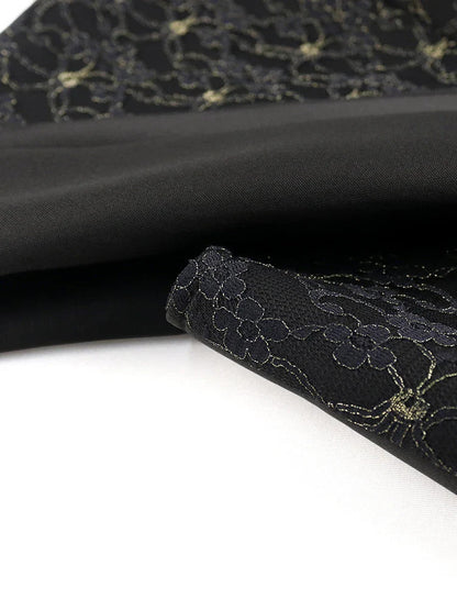 Black Long Prom Dresses High Neck Lace Patchwork Bodycon Women Evening Cocktail