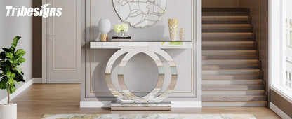 43.3-Inch (110cm)Mirrored Console Table, Modern Entryway Table with Thickened