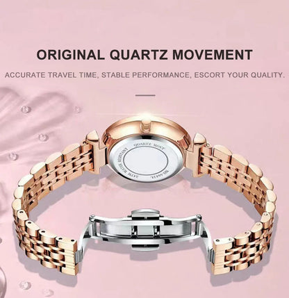 Luxury Elegant Ladies Wristwatch Waterproof Stainless Steel Watch for Woman