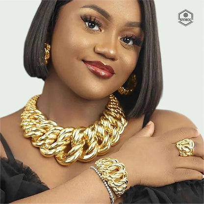 Fashion Woman Necklace Jewelry Set Electric Italy Gold Plated Pendant Wedding