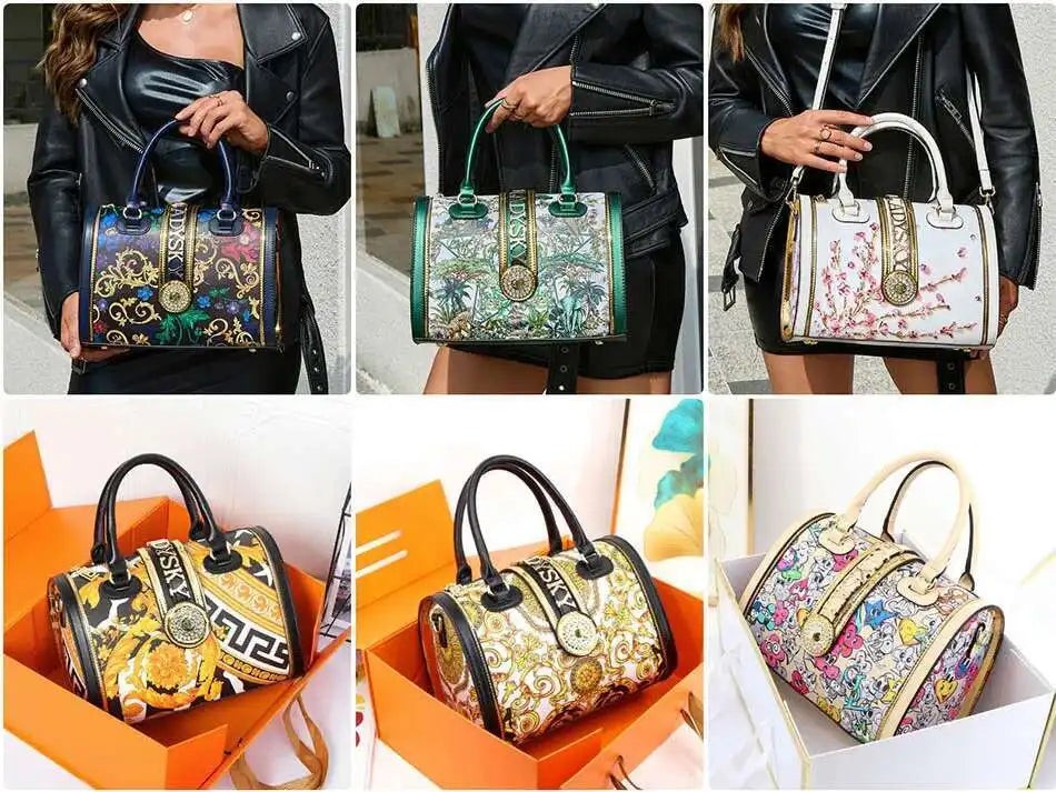 Large-capacity Women's Boston Barrel Handbags