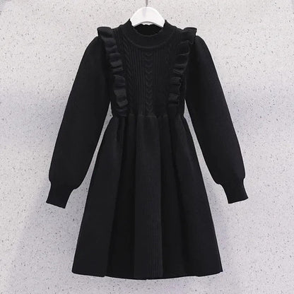 Women's Solid Color Casual Knit Sweater Pullover Autumn Winter Dress