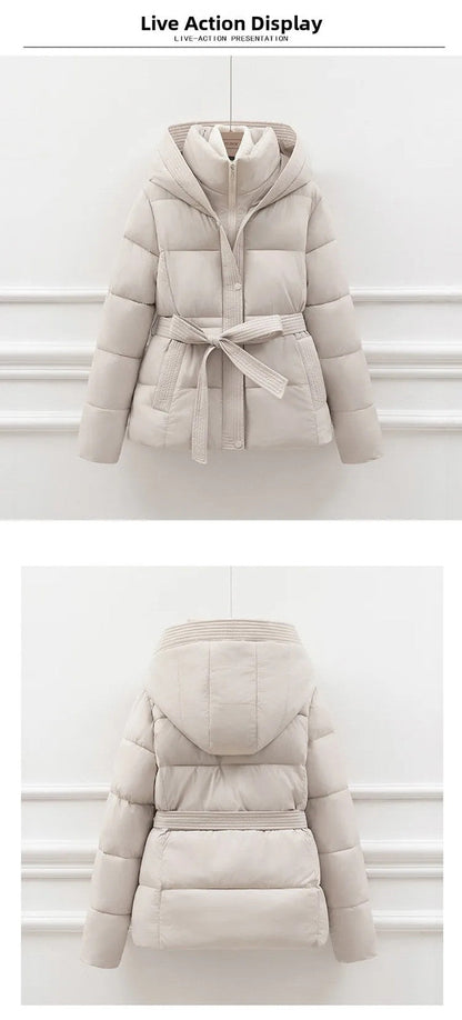 Women's Padded Cotton Thick Winter Coat with Hoodie