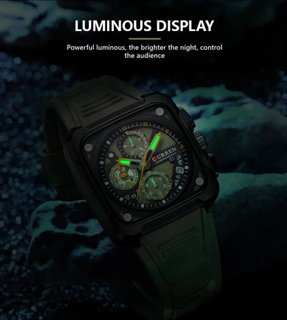 Mens Fashion Quartz Business Silicone Sport Chronograph Watch
