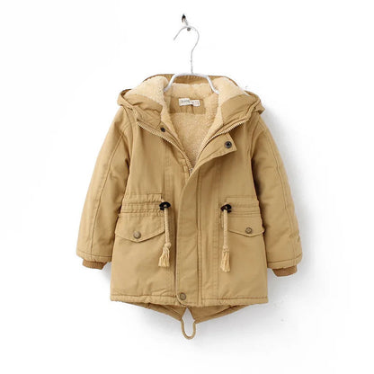 Winter Kids Clothes Plus Velvet Thicken Warm Jacket for Girls Casual Zipper