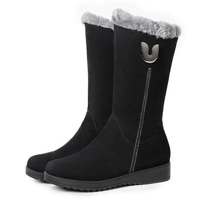 Warm Chelsea High Fur Boots Women 2025 Winter Shoes for Women Chunky Mid-calf