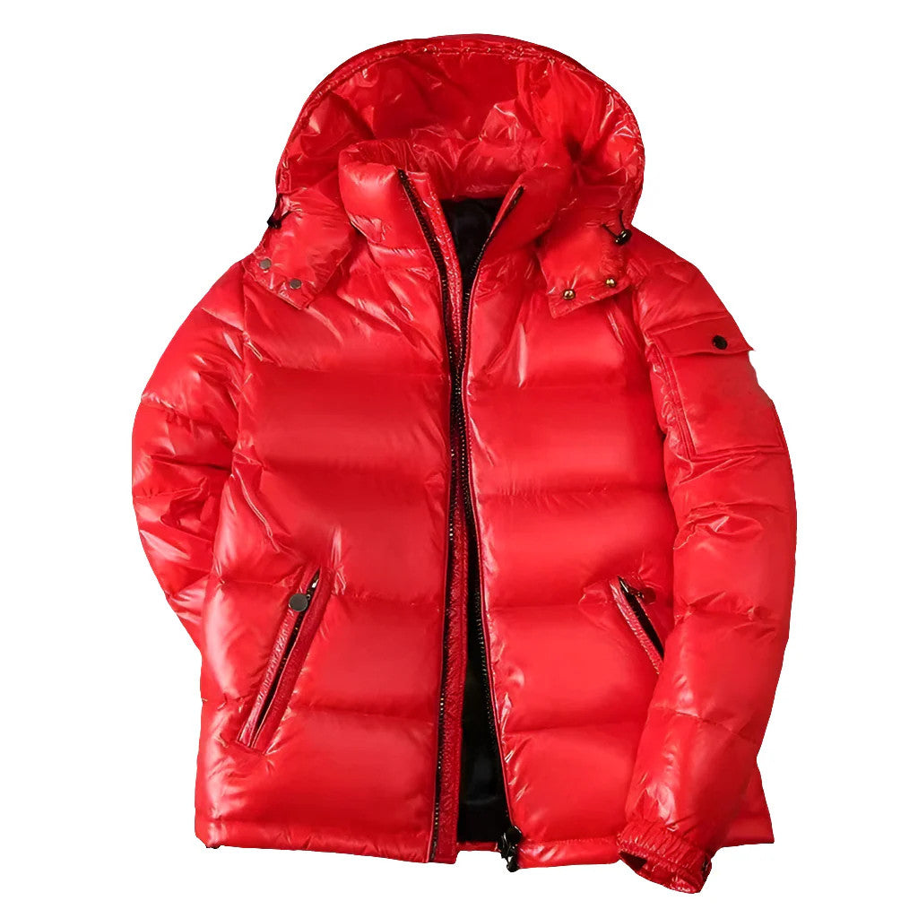 High Quality Outdoor Windproof Hooded Shiny Down Mens Jackets