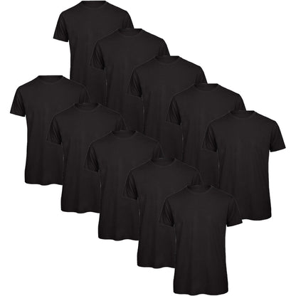 Mens Crew Neck Tee 100% Cotton 5 or 10 Pack Plain T Shirt
