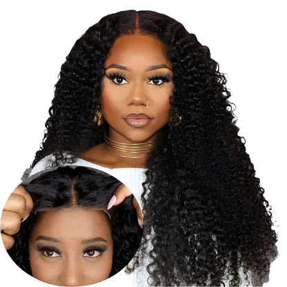 Water Wave Glueless Wig Human Hair Ready To Wear Pre Cut 4x4 Lace Closure Wig
