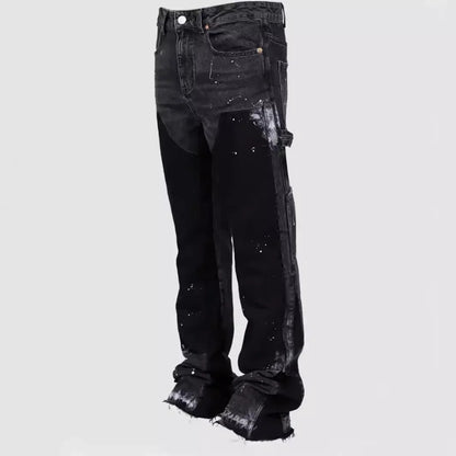 Men's Fashion Jeans Work Pants, European and American Fashion Workwear Elastic