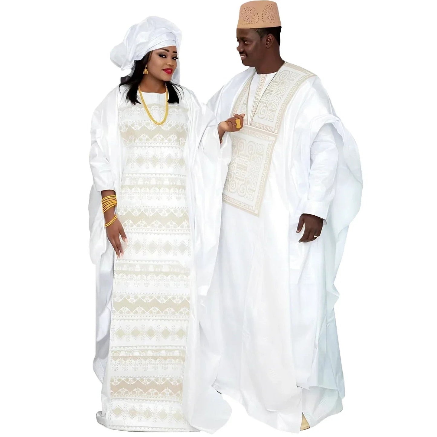African Dresses For Couples Traditional Bazin Embroidery Dresses Floor Length