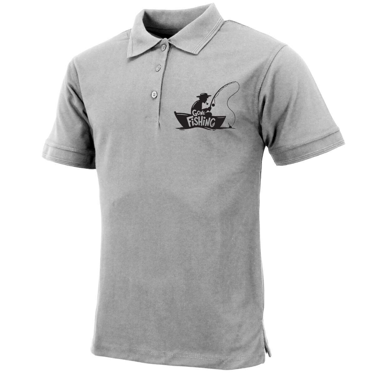 Mens Premium Comfort Fit 'Gone Fishing' Polo Shirt