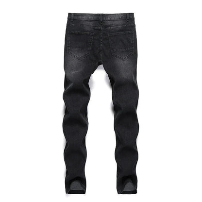 2025 New Fashion Street Style Ripped Skinny Jeans Men Vintage wash Solid Denim