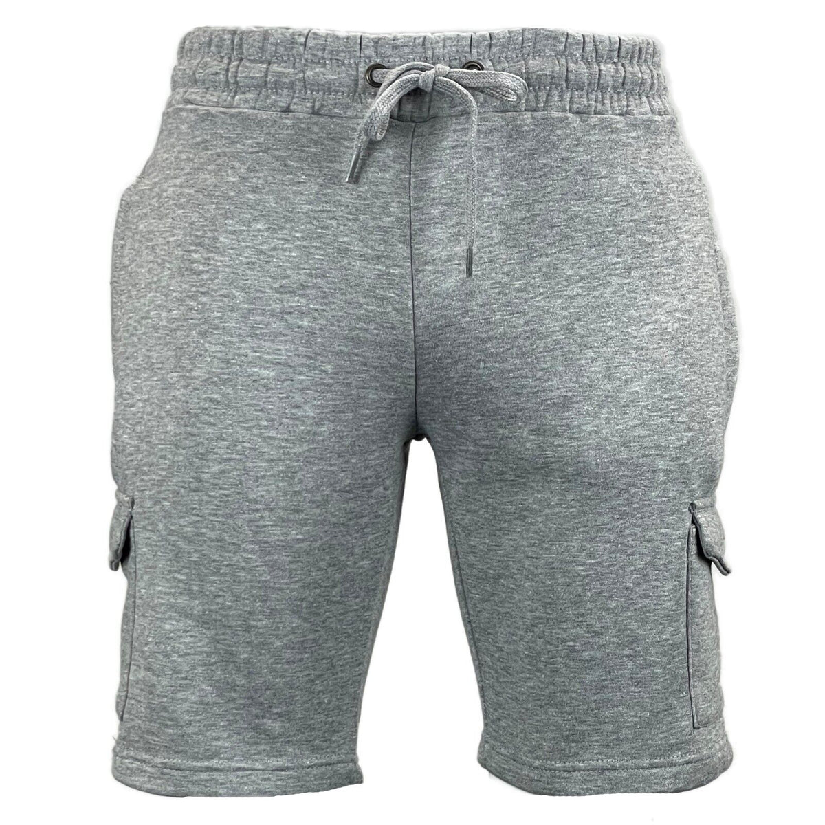 Mens Elastic Waist Casual Sports Cargo Fleece Shorts