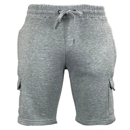 Mens Elastic Waist Casual Sports Cargo Fleece Shorts