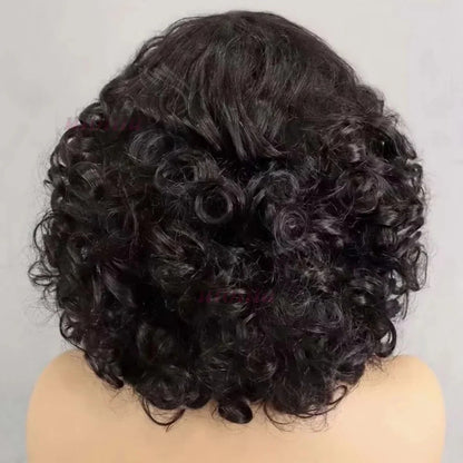 99J burgundy Fumi Curly Bob Wig Bouncy Pixie Cut Wig Highlight Full Machine Egg