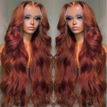 HD 13x4 Reddish Brown Lace Front Colored Glueless Human Hair Wigs Brazilian